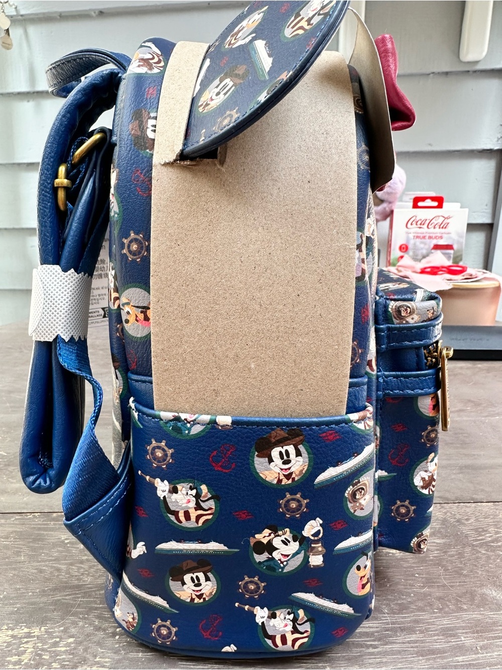 Loungefly Kids Navy Disney Mickey Bow Mini Cruiselines Backpack - Picture 5 of 6